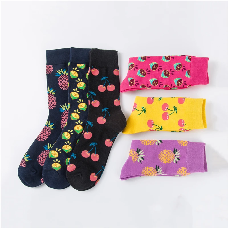 Мода sockmark скейтборд Chaussette Homme мода Фрукты Ананас черешня мужские носки Европейский США хип-хоп улица Crew забавные носки