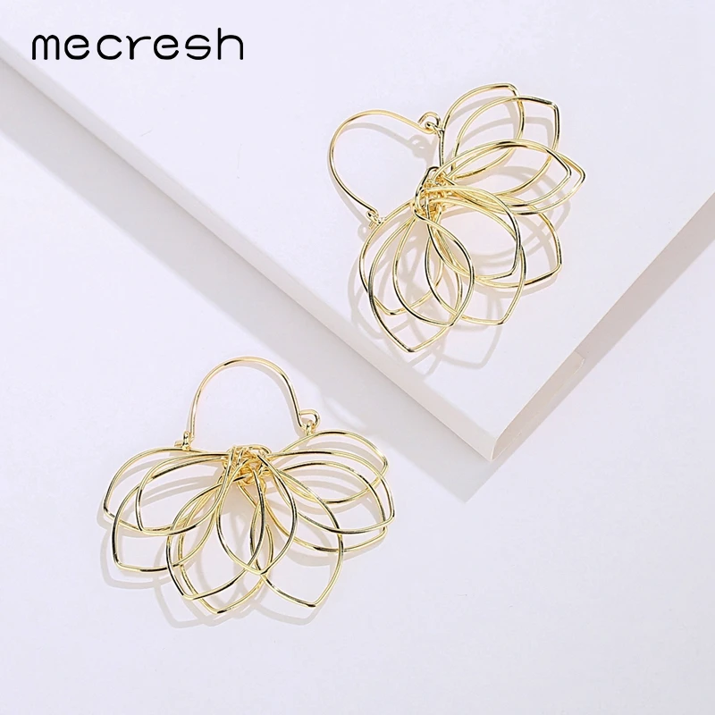 Женские винтажные серьги кольца из металла Mecresh элегантные золотого цвета с