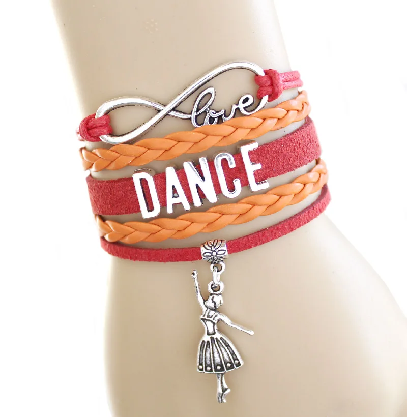 10 шт. браслет с надписью Love Dance to Infinity and Beyond танцевальный ярко-розовый черный