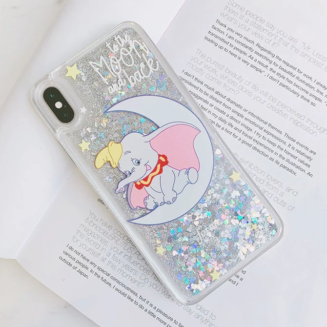 1 Moon слон Дамбо с блестками жидким песком чехол для samsung Galaxy A50 A30 A10 M10 M20 J3 J4 J6 J8 A6 A7 A8 A9 S10 Lite S9 плюс - Цвет: 1