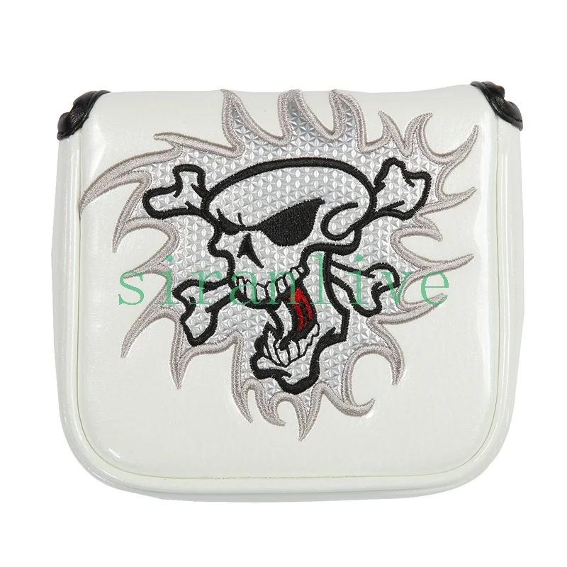 

New Skull Golf Putter Cover Large Mallet Golf Head Cover Magnetic Closure Red White Blue Fit For Most Brand