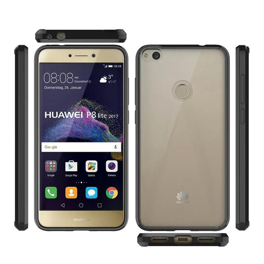 Мягкий чехол из ТПУ/поликарбоната для Huawei P8 Lite 2017 ударопрочный Прозрачный