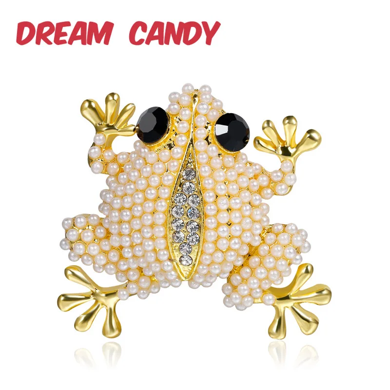Dream конфетного цвета креативные полностью покрытые жемчугом Броши лягушка для