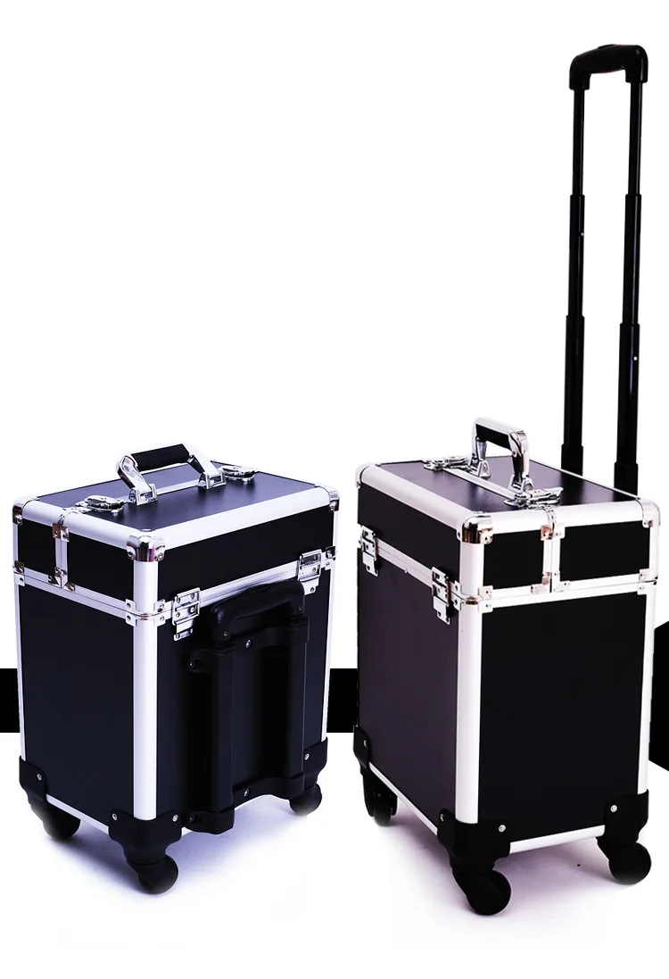 Профессиональный Чехол для макияжа из ПВХ Алюминиевая тележка косметичка сумка