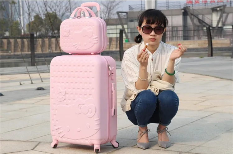 2 ШТ./КОМПЛ. Прекрасный 20 24 28 дюймов с 14 дюймов косметичка hello Kitty камера девушки Женщин и детей KT cat Путешествия случае
