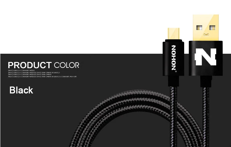 NOHON Micro USB кабель для быстрой зарядки мобильных телефонов samsung huawei htc Nokia Android быстрое зарядное устройство USB кабель для синхронизации данных - Цвет: Black