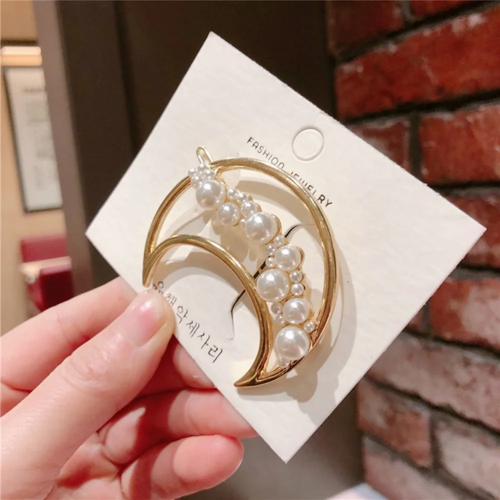 Заколки для волос M MISM корейские милые имитирующие жемчужные в форме звезды с