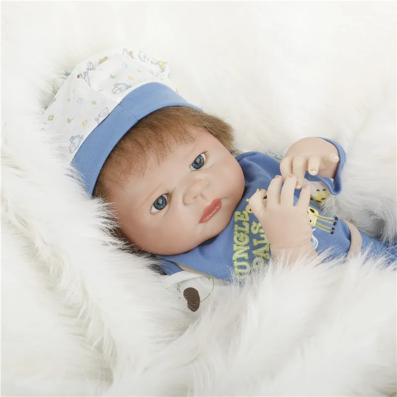 SanyDoll 22 дюйма 55 см силиконовые куклы для новорожденных синий костюм прекрасный