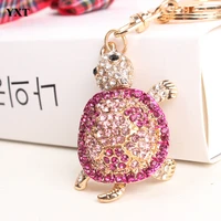 lovely tortoise creative fashion cute purse bag rhinestone crystal key chain gift ring original handmade party gift