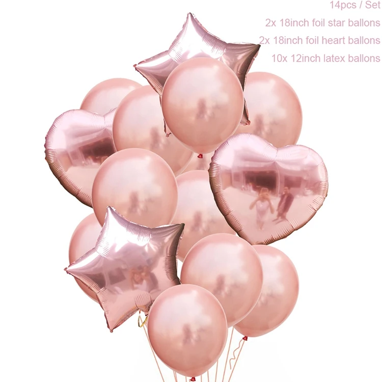 Rose Gold Set 14pcs Йориу мама быть фольгированные шары латексный шар ребенок душ мальчик его девочка о ребенок пол раскрыть вечерние украшения Дети Babyshower - Цвет: Rose Gold Set 14pcs