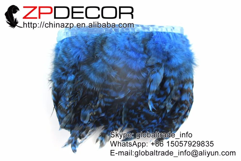 

ZPDECOR Factory Wholesale 10Yard 4-6inch Featured Top Quality Royal Blue Chinchilla Rooster Feathers Trim for Costume Decoration
