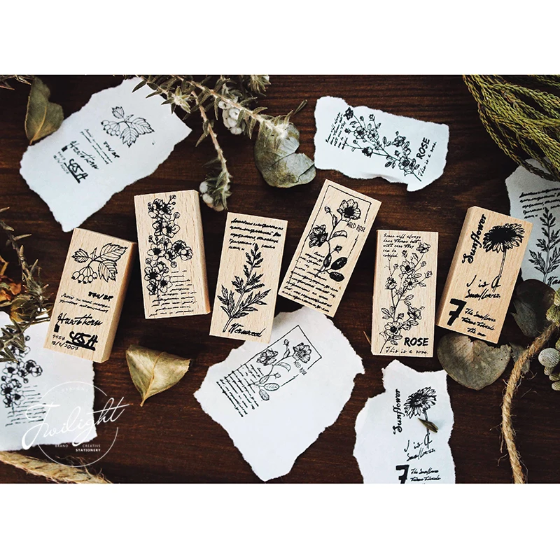 Винтажные цветы и растения деревянный штамп Декоративные DIY Канцтовары