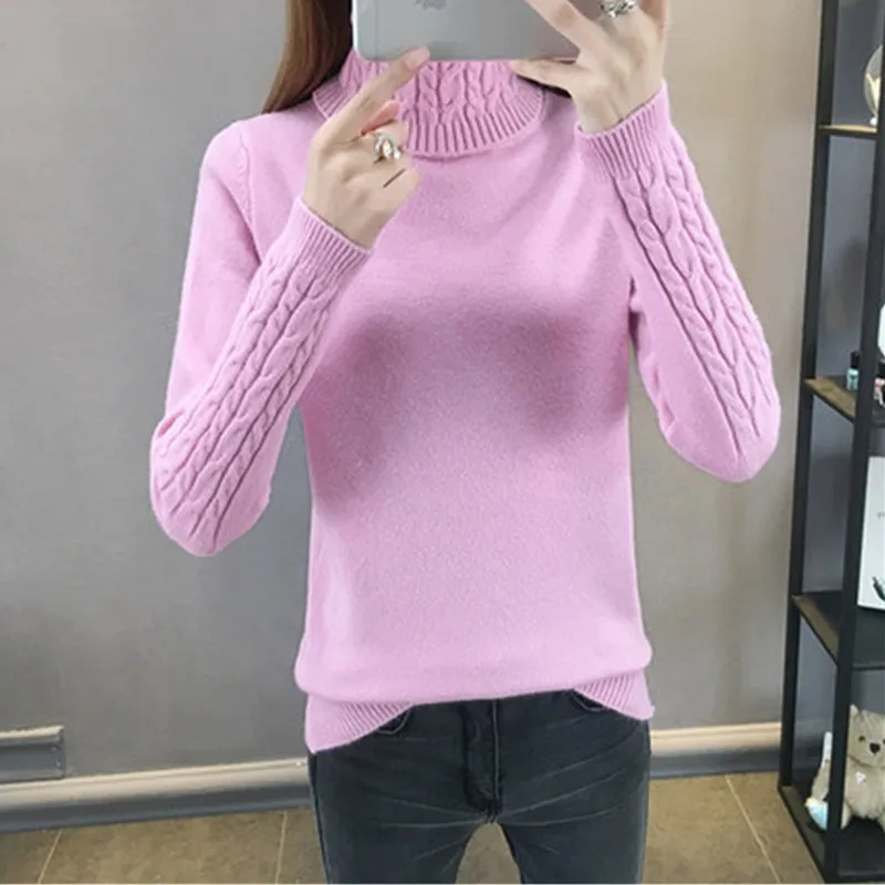 YAGENZ Autumn Winter Knit Sweater Women Loose Twist pullover Warm Turtleneck Female Long sleeve Slim Bottoming Shirt 217 | Женская