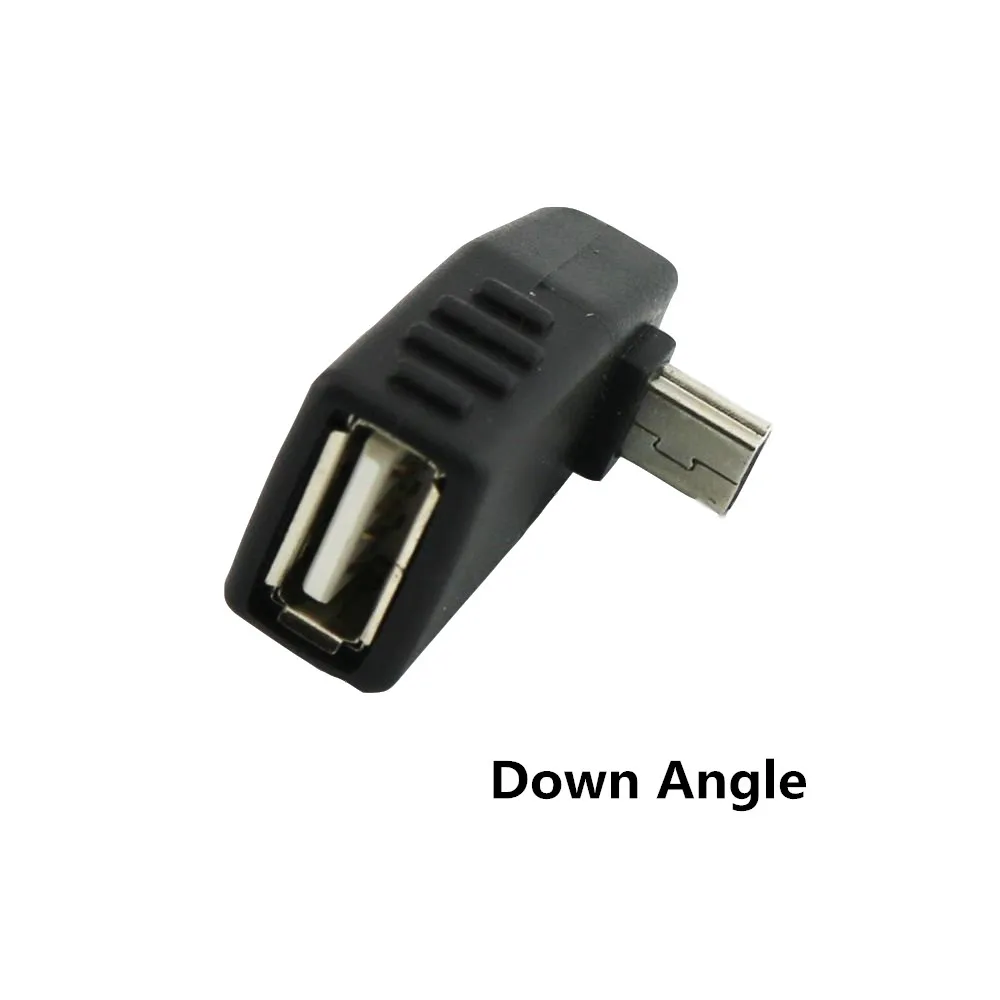2x мини-usb 5Pin B штекер USB 2,0 Тип A Женский хост-адаптер OTG левый/правый/вверх/вниз угол черный - Цвет: Down