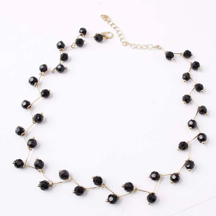 Новинка 2018 модная женская черная цепочка чокер с бусинами колье Подарочная