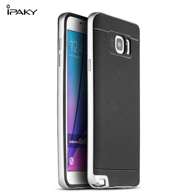 Silver IPaky брендовый качественный двухслойный чехол для samsung Galaxy Note 5, роскошный силиконовый защитный чехол-накладка для samsung Note5 - Цвет: Silver