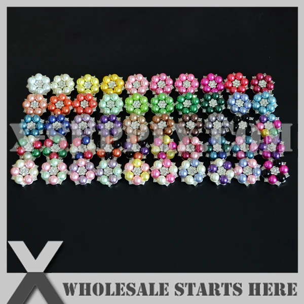 Круглая металлическая жемчужная стразы пуговица с хвостовиком для цветочного