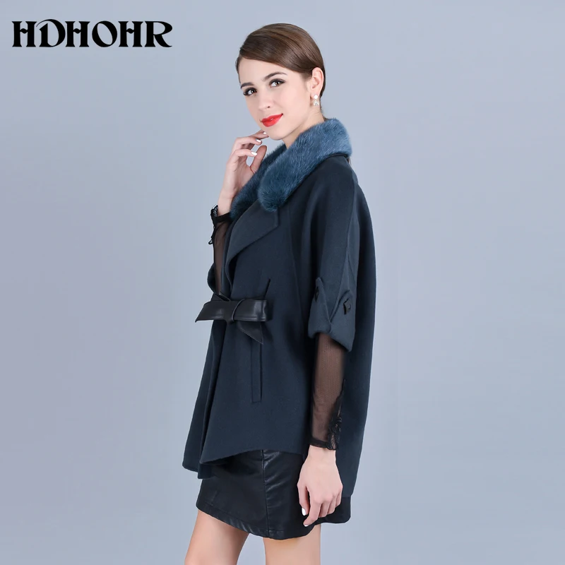 Лидер продаж 2019 Кашемировое Пальто HDHOHR женская зимняя куртка с воротником из