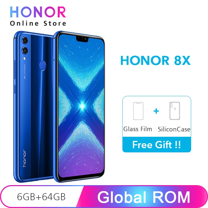 Honor 8X8X6 ГБ ОЗУ 64 Гб ПЗУ Google Play Kirin 710 Восьмиядерный 20 МП Двойная камера 6 5 &quot1080x2340 p