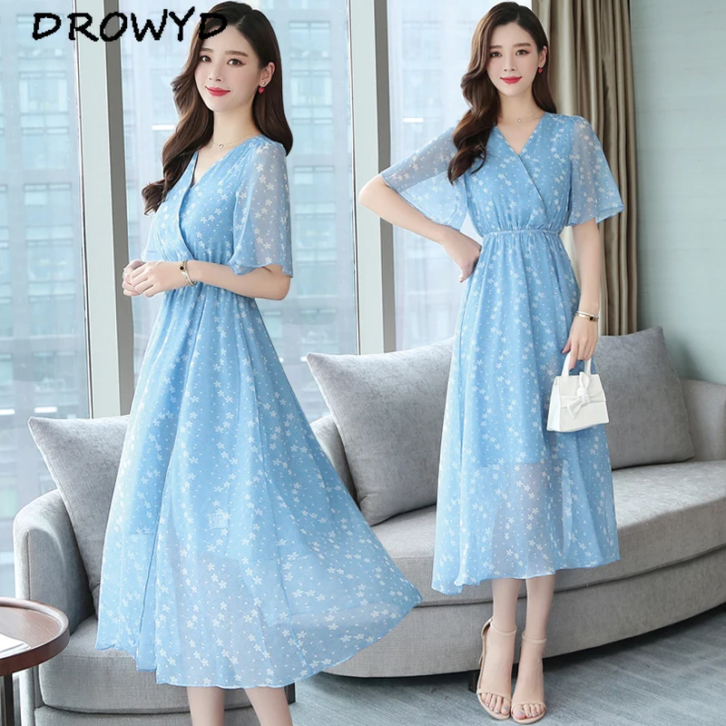 Женское шифоновое платье миди с принтом в стиле бохо элегантные Повседневные