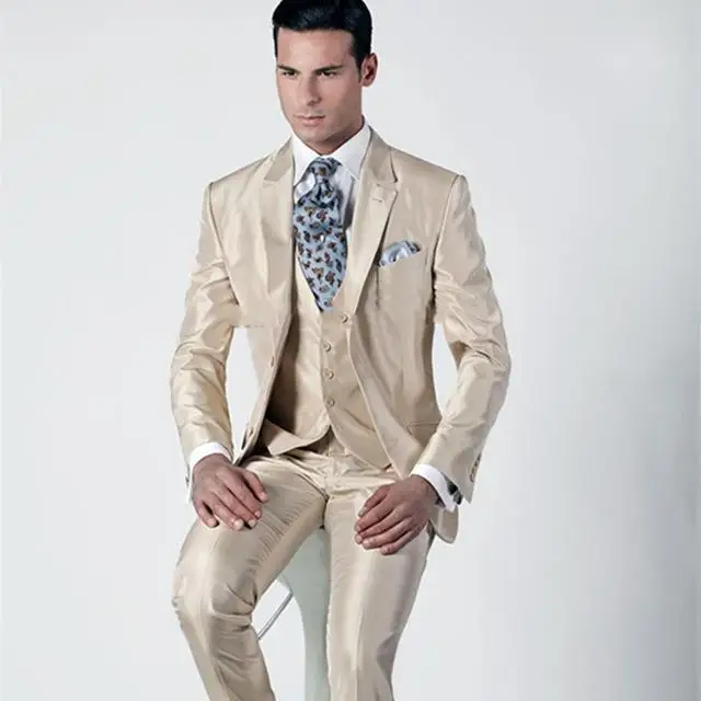 Модные блестящие желтые смокинги для жениха отличное мужское свадебное платье