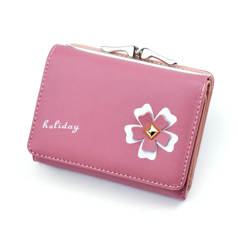 Women wallets Short Leather Small Brand Woman's wallet Purses female Coin Zipper Purse floral Credit lady Card Holder 445 | Багаж и