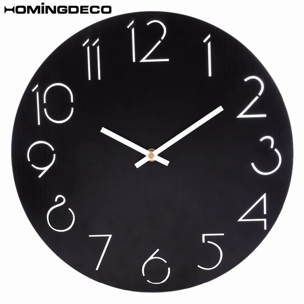 Homingdeco 30 см простые круглые Настенные часы кварцевые современный дизайн Кантри стиль красивые настенные часы для домашний декор гостиной