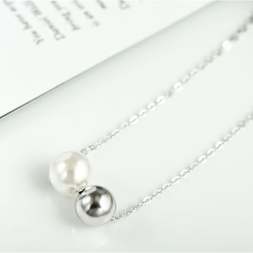 2 small balls METEOR GARDEN жемчужное ожерелье с подвеской 925 пробы серебро - Окраска металла: 2 small balls