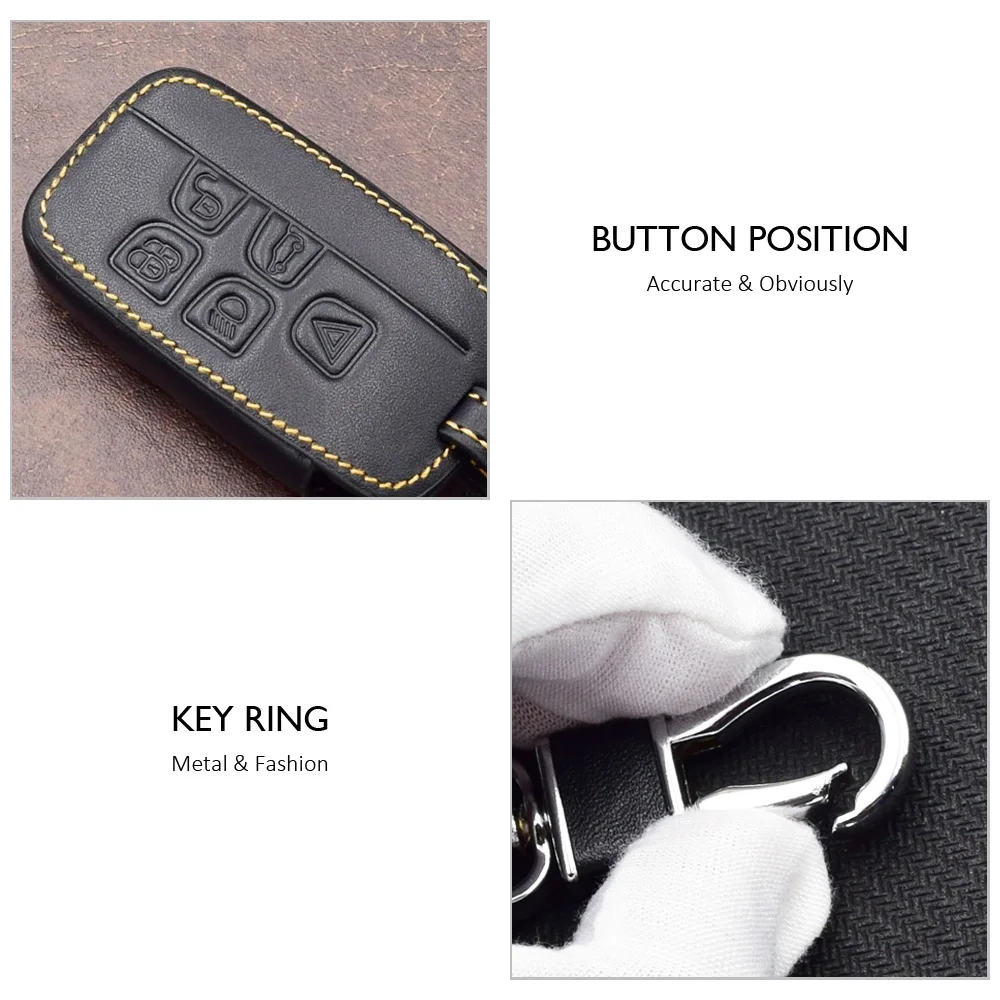 ATOBABI Real Leather Car Key Case Remote Fob Cover For Land Rover LR4 Discovery LR2 Range Sport Evoq Jaguar Smart Keychain | Автомобили и