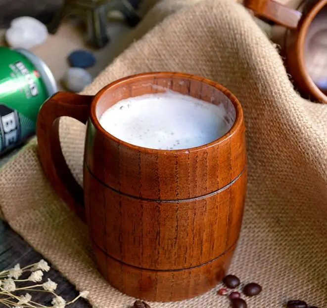 1pc Classic Style Natural Wood Cup Wooden Beer Mugs Drinking For Party Novelty Gifts Eco-friendly 320ml | Дом и сад