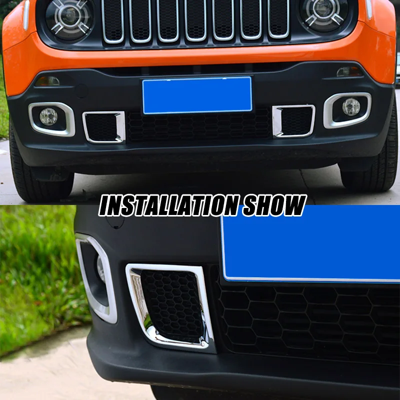 Для Jeep Renegade хромированная решетка переднего бампера гриль вентиляционное отверстие на выходе вниз крышка отделка рамка автомобиля стиль