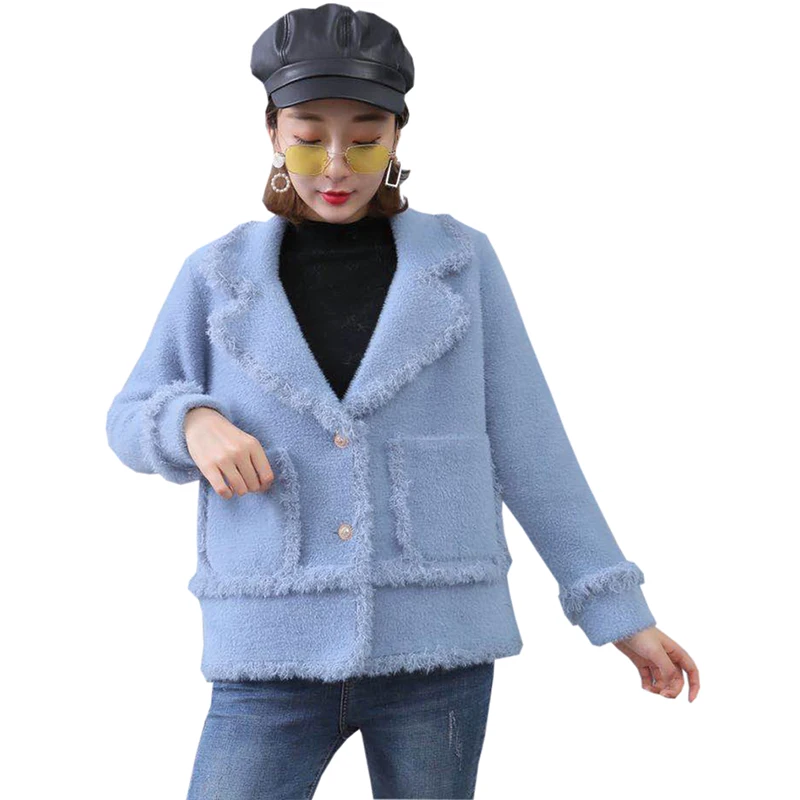 

2018 осенние пальто из искусственного меха норки женские короткие утепленные однобортные куртки с v-образным вырезом женские милые Куртки из ...