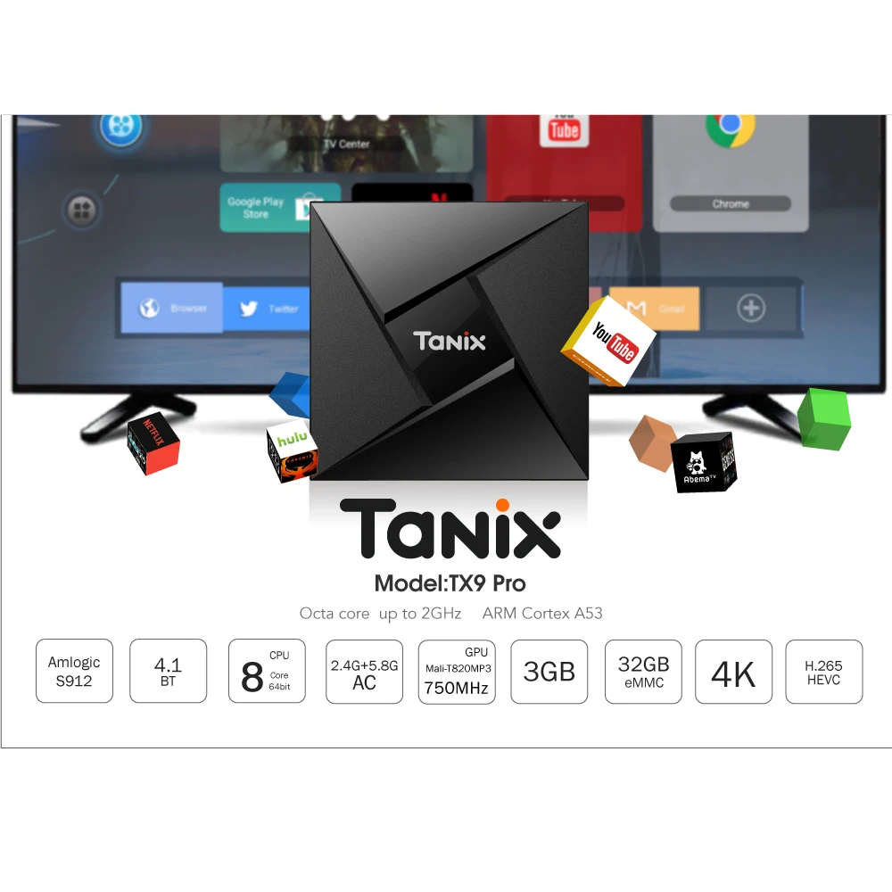 Tanix TX9 Pro Android 7 1 Smart tv BOX 3g ram 32G rom Amlogic S912 Восьмиядерный процессор BT 4 1000 M LAN WIFI HDMI