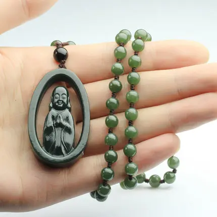 Темно-зеленый оригинальный камень чистая ручная скульптура ажурное сидячее