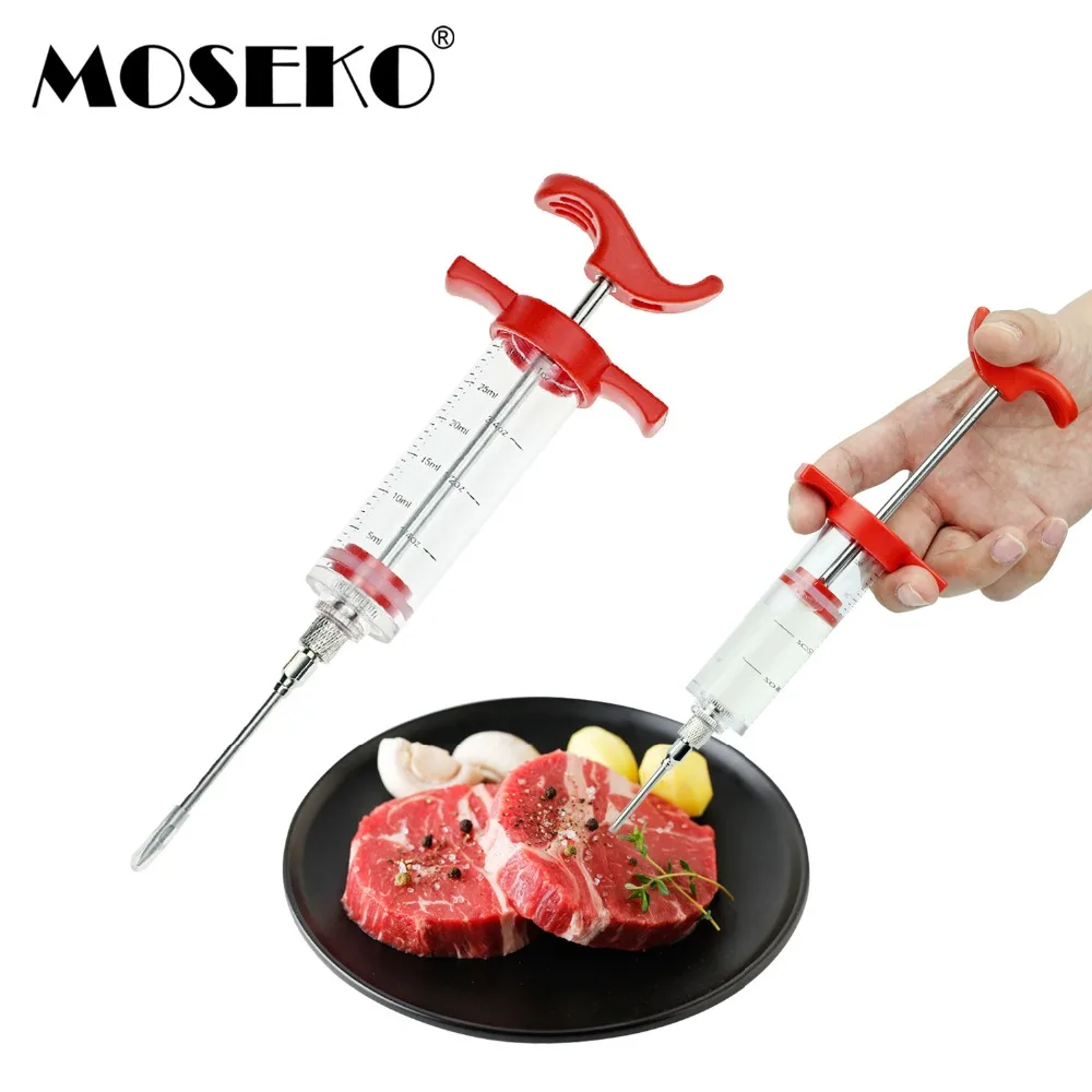 MOSEKO, шприц для барбекю, мяса, маринада, инжектор для птицы, индейки, куриный вкус, шприц, инструмент для приготовления соуса, инструмент для инъекций, кухонные аксессуары