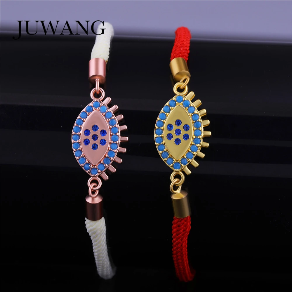 Женские и мужские браслеты JUWANG Blue Evil Eye красные/черные с фианитами регулируемые