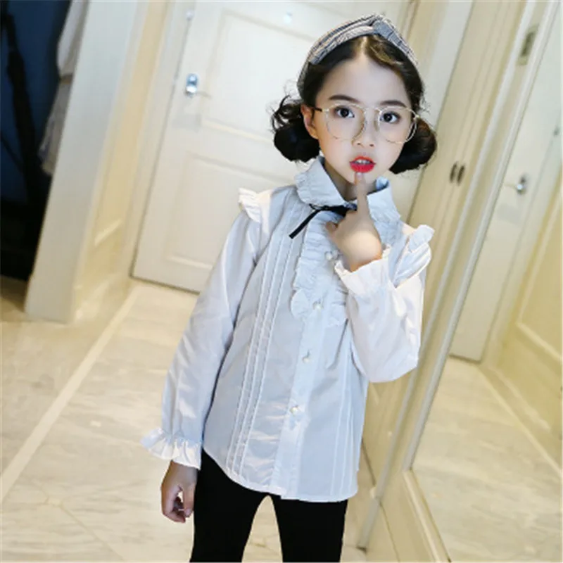 Белая рубашка для девочек осень 2018 одежда 10 12 лет школьная форма