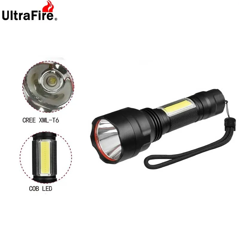 Светодиодный фонарь Ultrafire C8 T6+ Рабочая лампа светодиодный аварийная вспышка 4 режима факел Фонари Охотничий Тактический фонарь кемпинг Luz18650 бликов Flashlig
