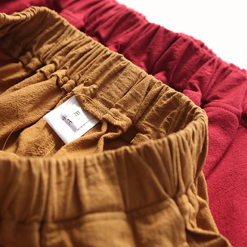 Женские брюки до щиколотки мягкие летние свободные из хлопка и льна с эластичной