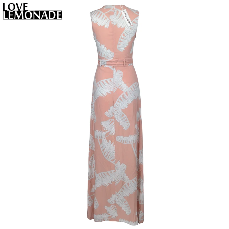 Розовые комбинезоны без рукавов с v образным вырезом и принтом Love & Lemonade TB 9030|sleeveless