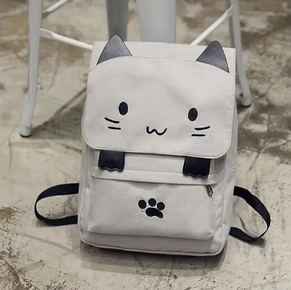 gray Милый рюкзак с кошкой, женский холщовый рюкзак, школьная сумка для девочек, мультяшная Студенческая сумка на плечо, Mochila Rucksuck Bolsas XA506B - Цвет: gray