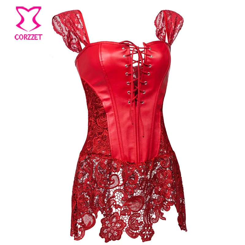Красное цветочное кружевное и кожаное женское белье сексуальный костюм в стиле