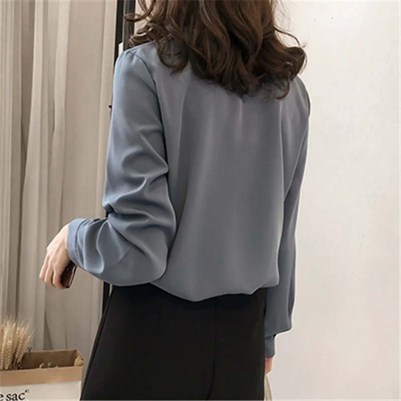 Women Shirts Chiffon Blouse Korean Woman Long Sleeve for White Shirt Plus Size Tops Blouses Female Ladies Top |
