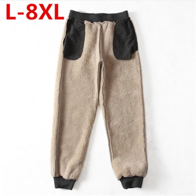 Новые комплекты размера плюс 8XL 7XL зимние штаны Мужские Теплые повседневные штаны флисовые весенние осенние зимние хлопковые штаны модные брюки