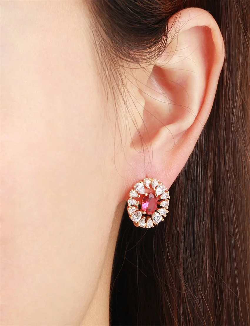 Новый дизайн овальные красные и перламутровые белые AAA циркониевые желтые