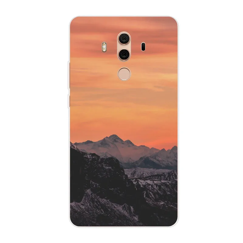 Huawei mate 10 Case Silicon Mountain scenery Painting Soft TPU Back Cover for pro Phone protect Bags shell |