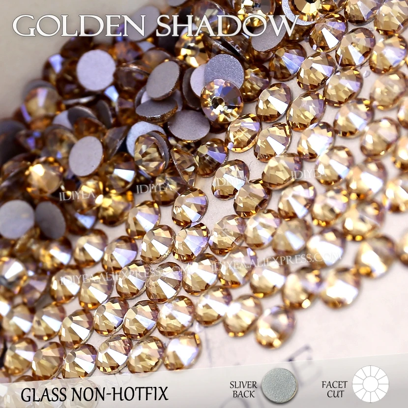 Golden Shadow Новые цвета! ss3-ss30, все размеры, Янтарное вино, 3D Стразы для нейл-арта, для самостоятельного дизайна, Кристаллы без горячей фиксации, блестки, стразы - Цвет: Golden Shadow