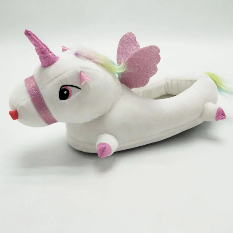 Милые зимние домашние тапочки; Chausson Licorne; белая обувь; женские тапочки с единорогом; pantuflas unicornio pantoufle femme - Цвет: white  1