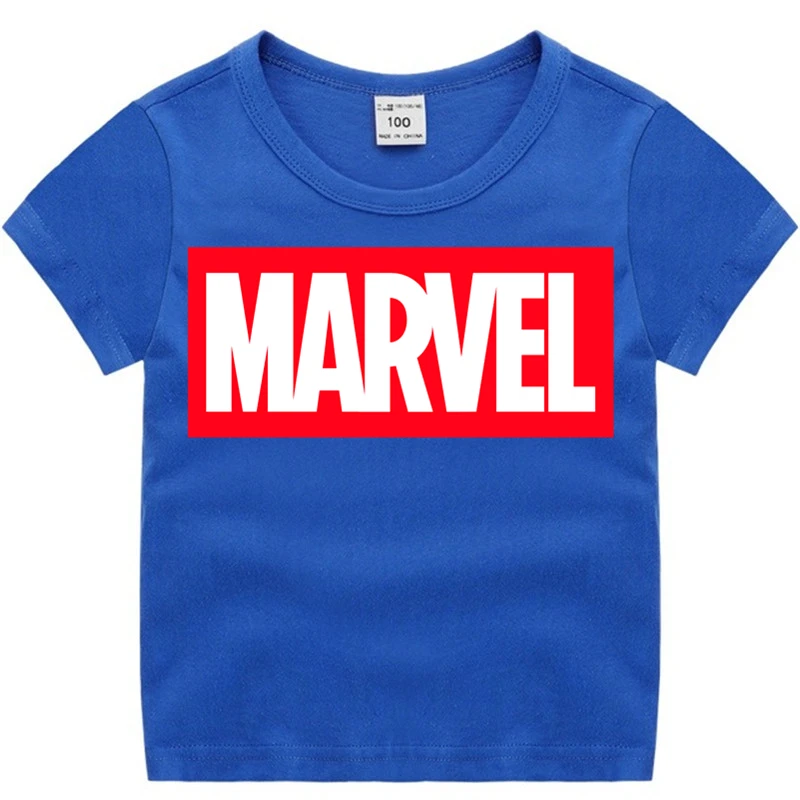 Модные хлопковые футболки с принтом Marvel для мальчиков и девочек детские мягкие