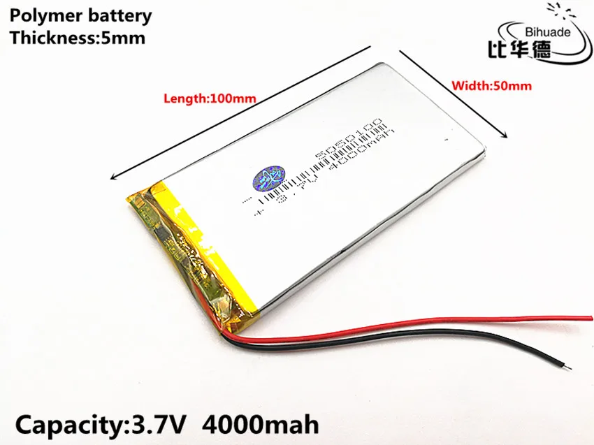 5pcs/lot 5050100 3.7V 4000mAh lithium polymer rechargeable li ion battery for GPS DVD PDA | Электроника